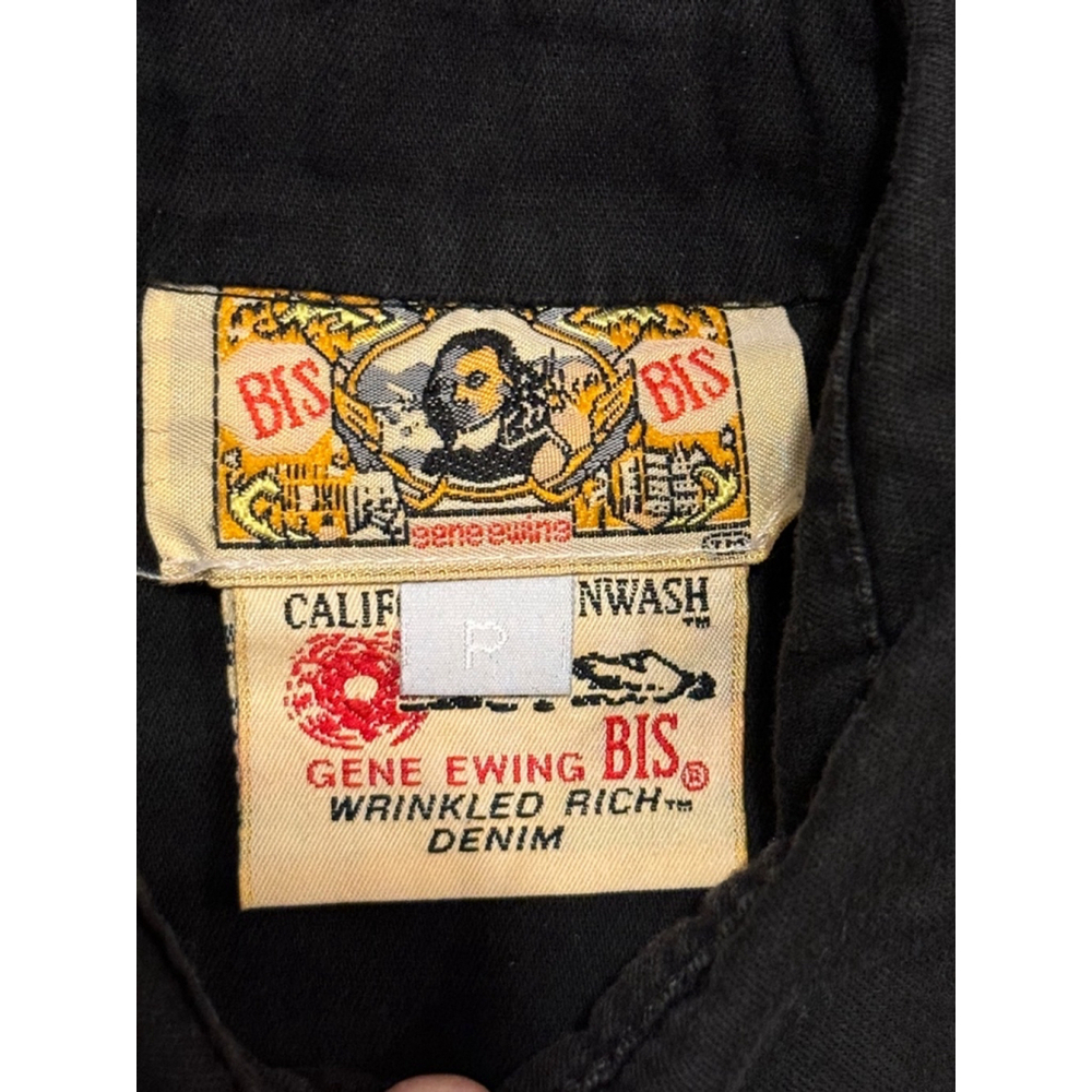 Vintage 80s Gene Ewing Men’s Bis Shirt Wrinkle Rich Denim Black Size Small​ - Picture 8 of 8
